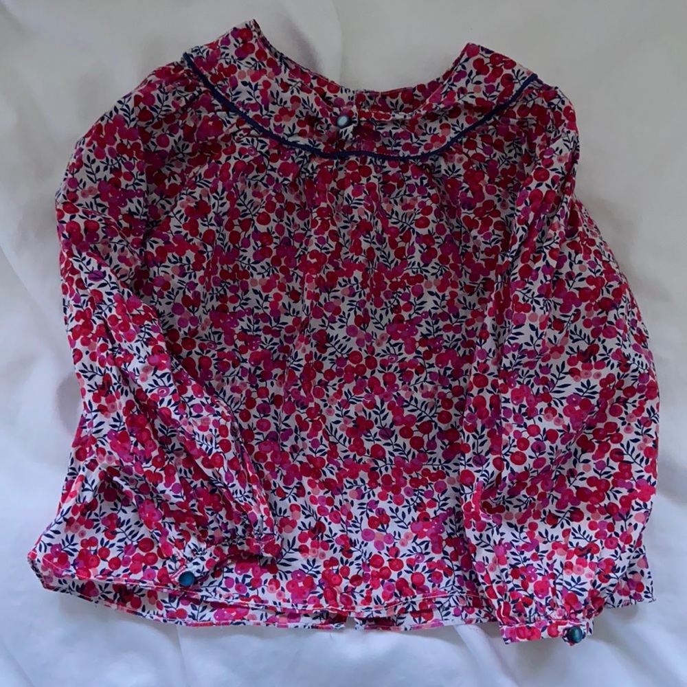 Jacadi liberty of London berry print blouse sz 36 mos. French boutique brand